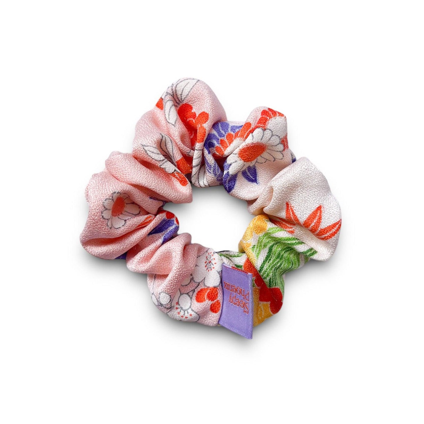 Scrunchie aus Seide Rosa Blumen