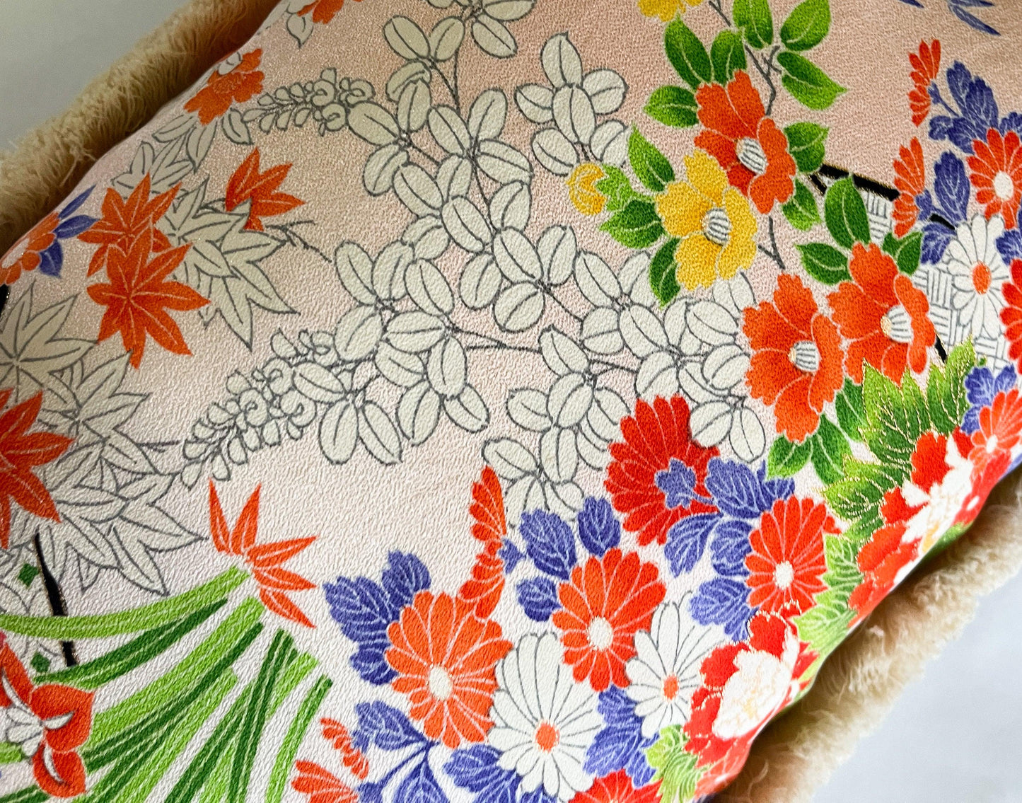 Seidenkissen rosa Blumen 30x60cm - sleepyphoenix